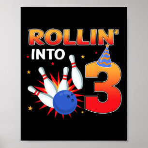 Póster Pasando a los 3 años de edad Bowday Bowling Kids P