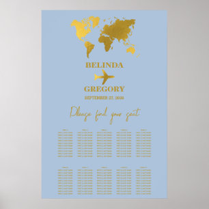 Póster Pasaporte de Boda Gráfico de Asientos Dusty Blue G