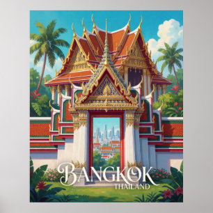 Póster Pasarela del Templo Tailandés Bangkok Tailandia Vi