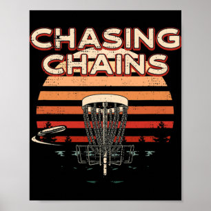 Póster Pasatiempo de Golf con Disco Persiguiendo Cadenas 