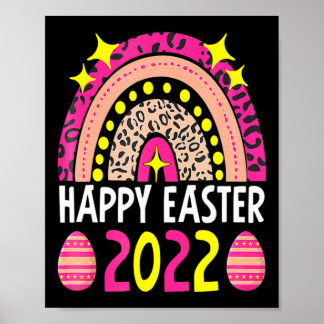 Póster Pascua 2022 arcoíris lindo feliz pascua 2022 mujer