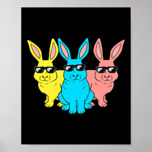 Póster Pascua Bunny Hip Hop Trio Bunnies Chicas divertido