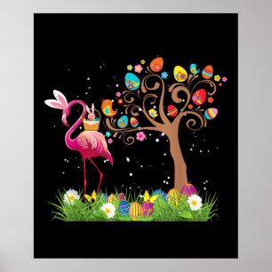 Póster Pascua de Bunny Flamingo 2021   Amantes del flamen