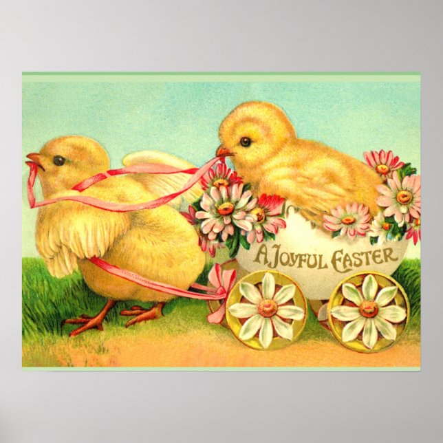Póster Pascua de felicidad, popular ilustracion vintage, (Frente)