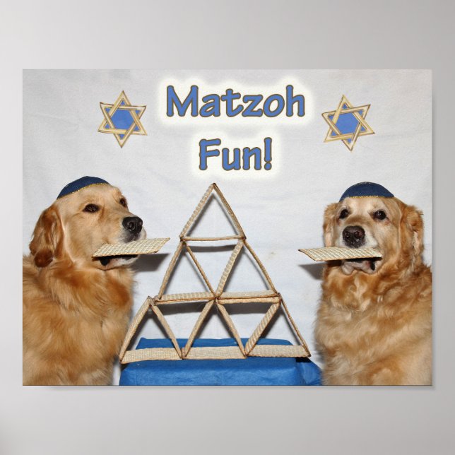 Póster Pascua divertida de Golden Retriever Matzoh (Frente)
