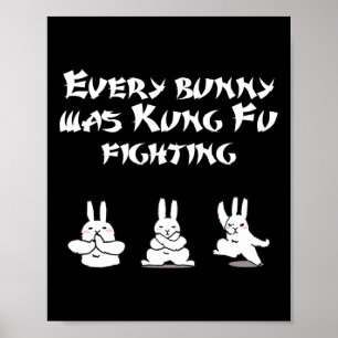 Póster Pascua Divertida Todo Conejo Fue Kung Fu Luchando