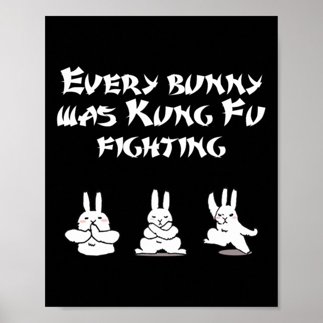Póster Pascua Divertida Todo Conejo Fue Kung Fu Luchando  (Frente)