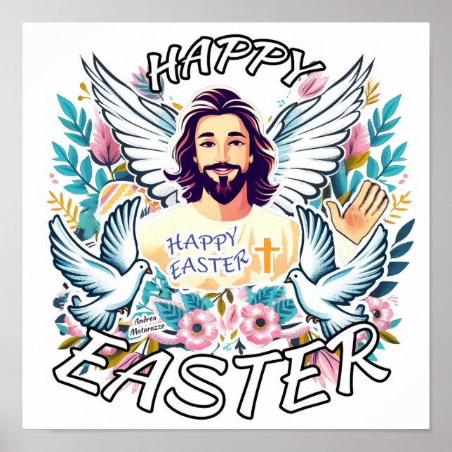 Póster Pascua feliz con Jesús (Frente)