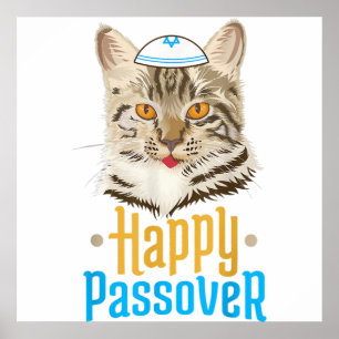 Póster Pascua Feliz Pascua Gato Funny Seder Judío