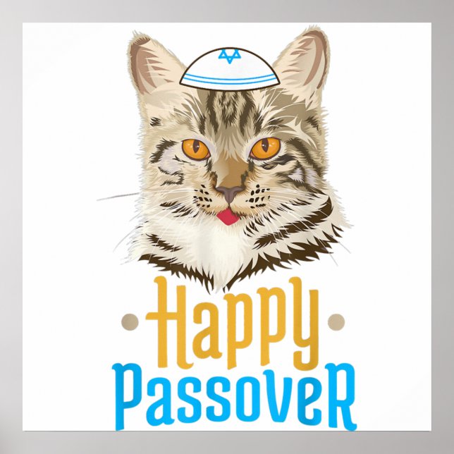 Póster Pascua Feliz Pascua Gato Funny Seder Judío (Frente)