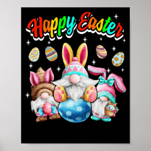 Póster Pascua Gnome con mujeres conejitas de orejas felic