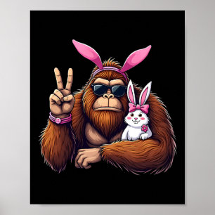 Póster Pascua Gran Pie Bunny Funny Día de Pascua Sasquatc