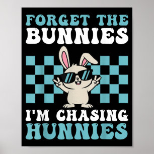 Póster Pascua Olvida Los Conejos Persiguiendo Hunnies Niñ