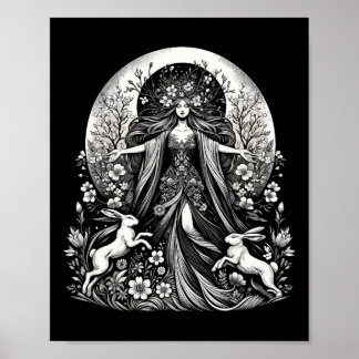 Póster Pascua Ostara Eostre Paganismo Brujería Luna de Pr