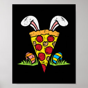 Póster Pascua Pizza Slice Bunny Ears Divertido Snack Food