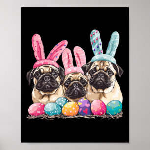 Póster Pascua Pug Dog Pascua Perro Bung Ears Pascua Pascu