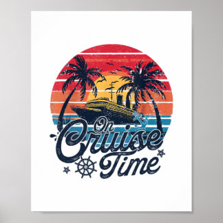 Póster Paseando al Atardecer Retro En Tiempo de Crucero H
