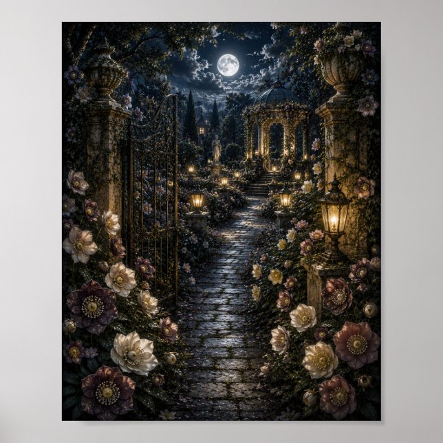 Póster Paseo Botánico Vintage de Hellebore Luna (Frente)