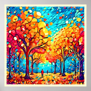 Póster Paseo de ensueño otoñal