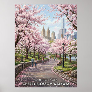 Póster Paseo de las Flores de Cerezo de Central Park