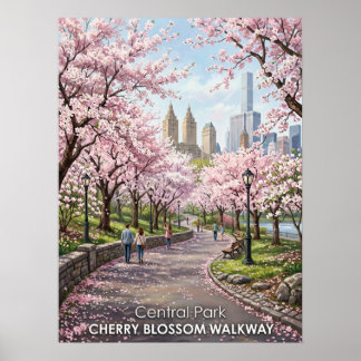 Póster Paseo de las Flores de Cerezo de Central Park