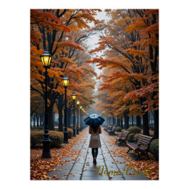 Póster Paseo de Otoño – Sendero de Hojas Doradas