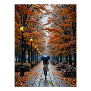 Póster Paseo de Otoño – Sendero de Hojas Doradas