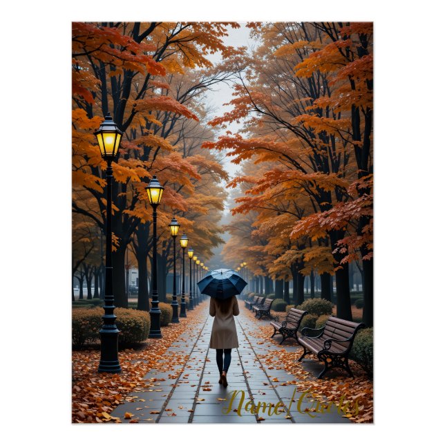 Póster Paseo de Otoño – Sendero de Hojas Doradas (Anverso)
