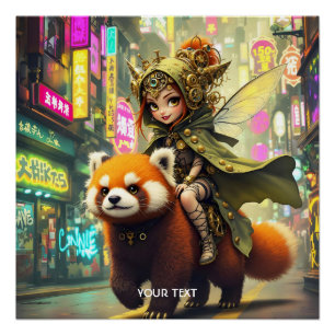 Póster Paseo de panda salvaje fantástico y lindo