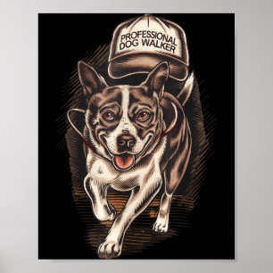 Póster Paseo de Perros Profesional Gorra de Paseador de P