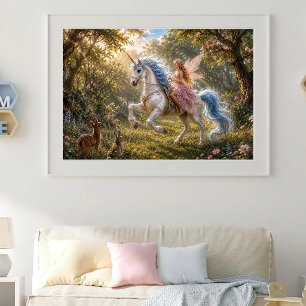 Póster Paseo de Unicornio Encantado de Hada