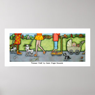 Póster Paseo del verano con el poster de los perros y de
