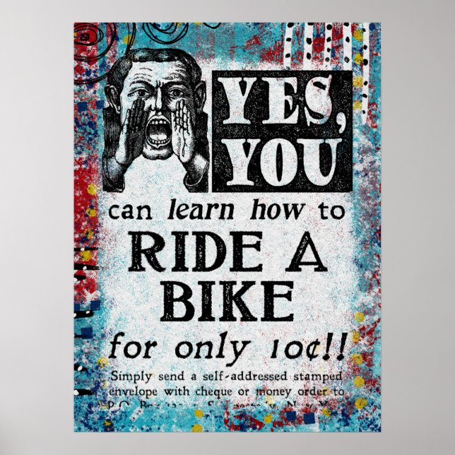 Póster Paseo En Bicicleta - Funny Anuncio Vintage (Frente)