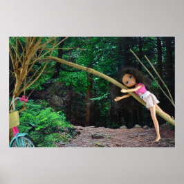 Póster Paseo en bicicleta por el bosque