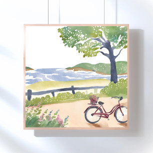 Póster Paseo en bicicleta por la isla   Acuarela de Marth