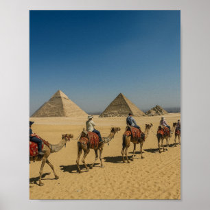 Póster Paseo en camello por el desierto de las pirámides