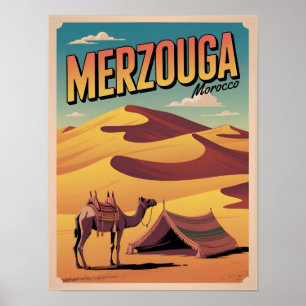 Póster Paseo en camello retro Merzouga sahara marruecos v