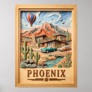 Póster Paseo en carretera por Phoenix Arizona Texto vinta
