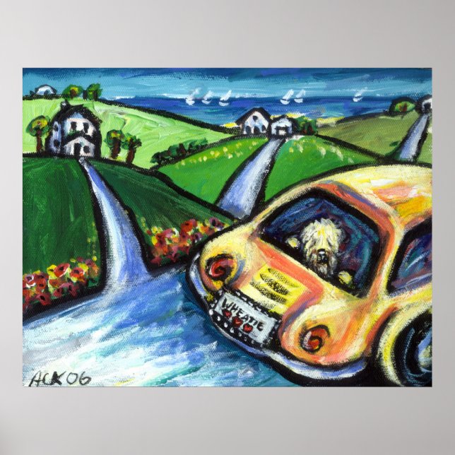Póster paseo en coche de verano de wheaten terrier (Frente)