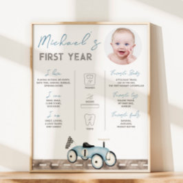 Póster Paseo En Coche Retro En Rótulo De Fotos Hito