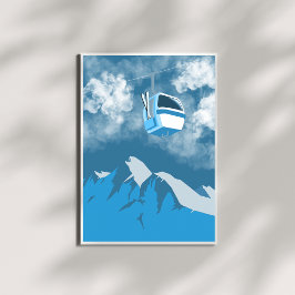 Póster Paseo en góndola | Pintura de invierno de montaña 