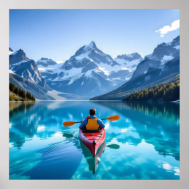 Póster Paseo en kayak en montañas Hermosa naturaleza