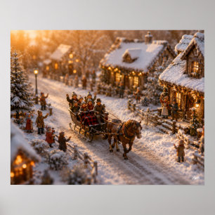 Póster Paseo en Trineo Tirado por Caballo Miniatura