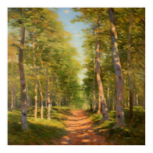 Paseo Forestal Rodeado De Luminosas Verdes