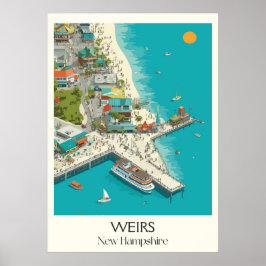 Póster Paseo marítimo de Weirs New Hampshire Diversión