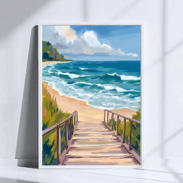 Póster Paseo Marítimo | Olas de Playa Costeras