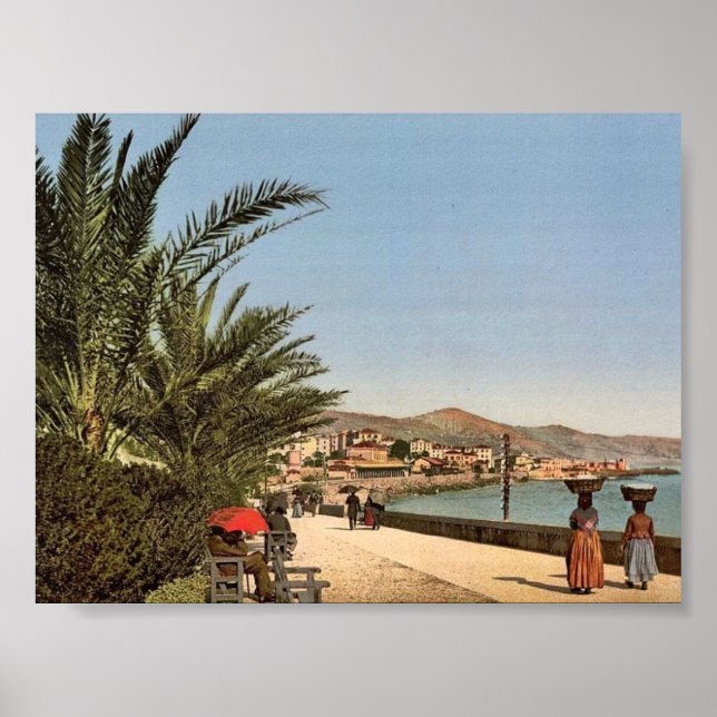 Póster Paseo marítimo, San Remo, Ph clásico de Riviera (Frente)