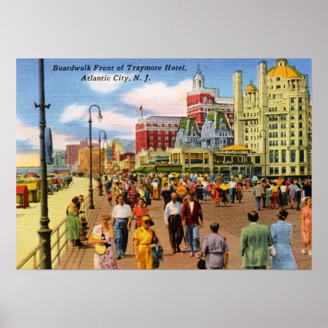 Póster Paseo Marítimo, Vintage de Atlantic City (Frente)