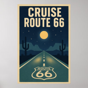 Póster Paseo nocturno por la antigua ruta 66 del desierto