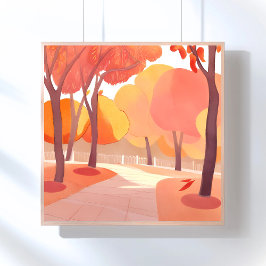 Póster Paseo por el follaje de otoño | Acuarela abstracta